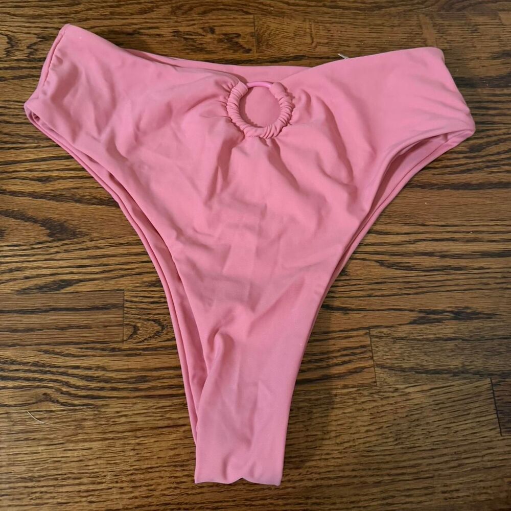 NWOT O-ring high waisted pink bikini bottoms